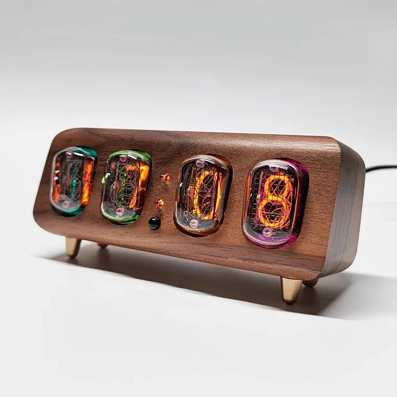 Retro Nixie Tube Digital Clock Wooden Desk RGB Bluetooth
