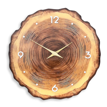 Wooden Ring Veneer Wall Clock Natural Wood Grain Solid Pointers Silent Movement