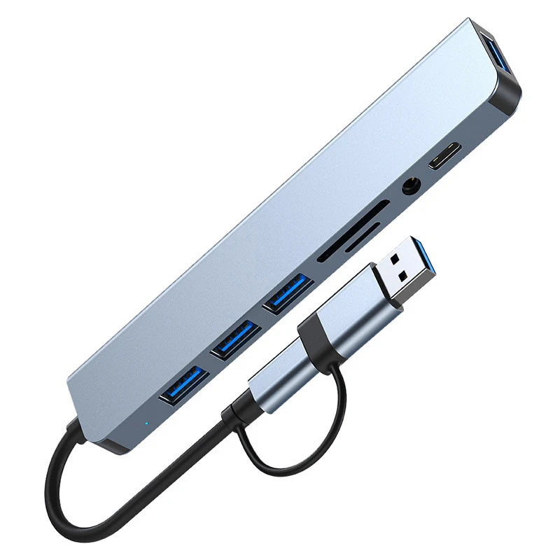 8-in-2 USB-C Hub – Docking Station with HDMI, SD Card & Audio