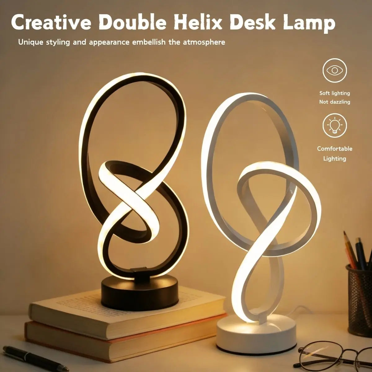 Creative Design Desk Lamp – 3 Colour Modes Adjustable Brightness