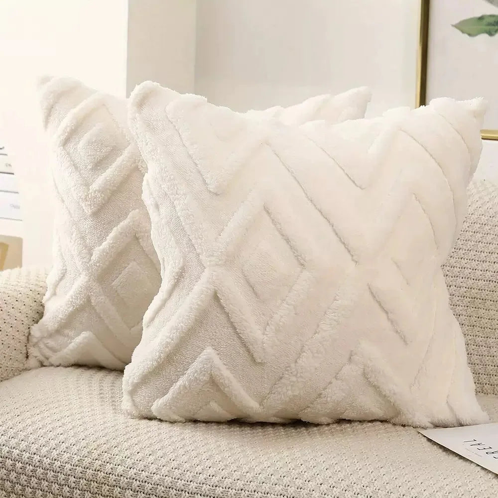Artificial Plush Geometric Pattern Throw Pillow Covers Suitable for Various Occasions Such as