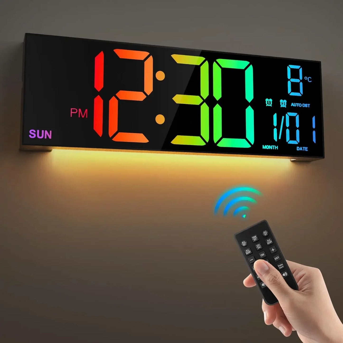 16" LED Digital Wall Clock with Remote