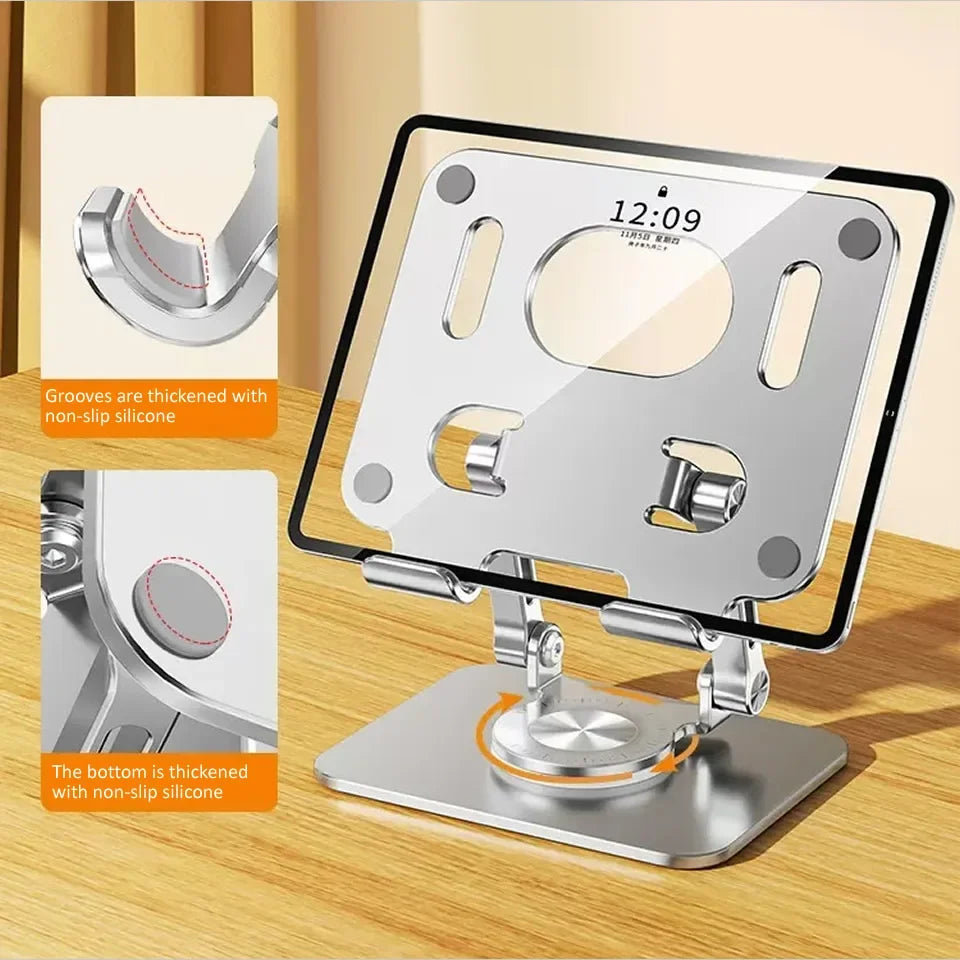 360° Rotating Tablet Stand – Foldable Aluminium iPad Holder
