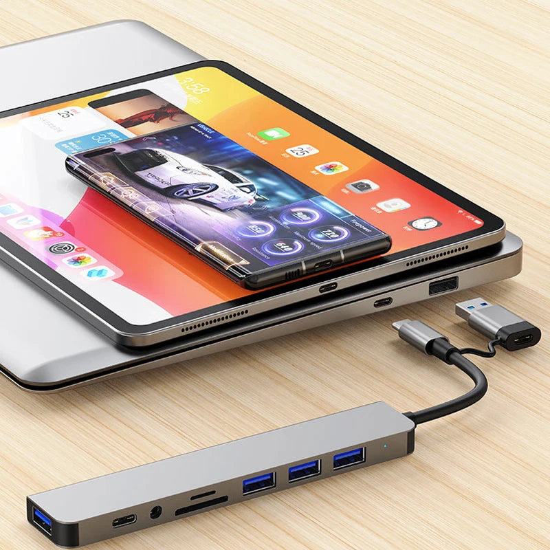 8-in-2 USB-C Hub – Docking Station with HDMI, SD Card & Audio
