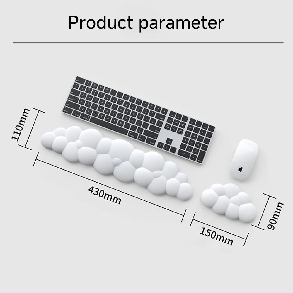 Cloud Wrist Rest Mouse Pad – Anti-Slip Ergonomic Keyboard Support