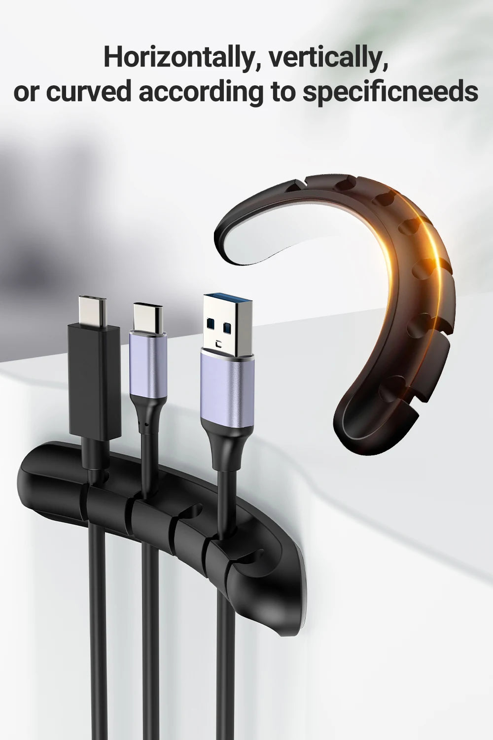 Cable Management Clips – Desk Cord Organiser for USB Cables