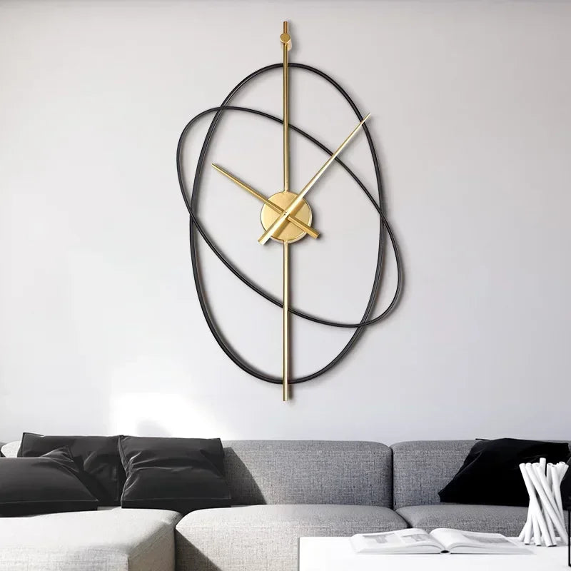 Simple Iron Wall Clock Metal Oval Clocks Home Decor Modern Design Art Silent Paint Craft Living