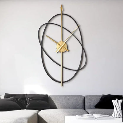 Simple Iron Wall Clock Metal Oval Clocks Home Decor Modern Design Art Silent Paint Craft Living