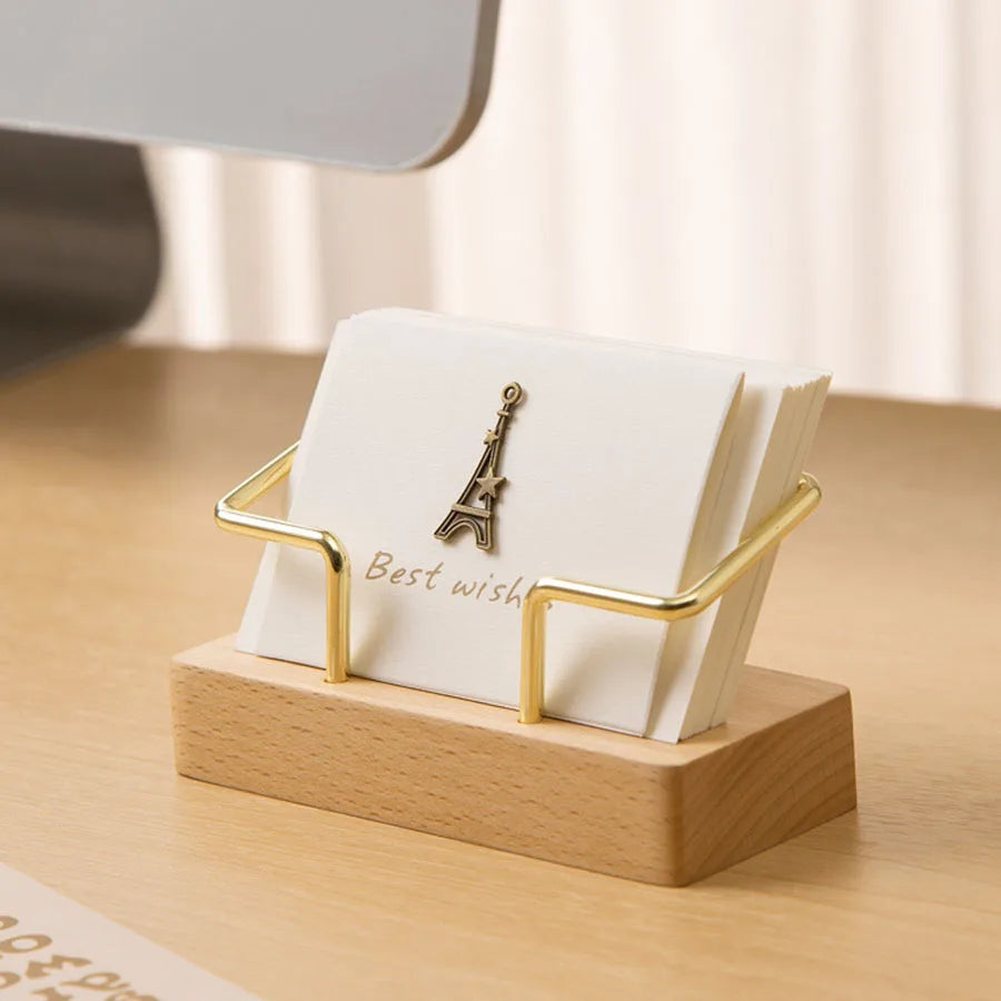 Wooden Business Card Holder Display Stand Wood Office Desk Home Storage