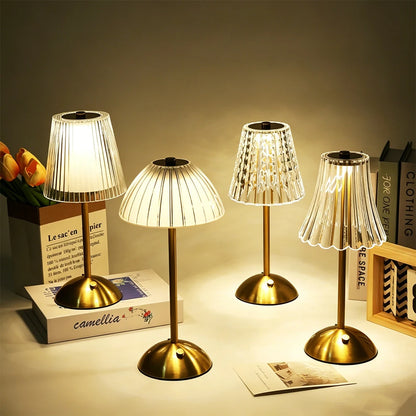 Crystal LED Table Lamp Touch Sensor Rechargeable Night Light Bedroom Bedside Bar Hotel Decor