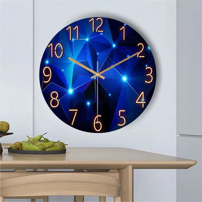 Geometric Tempered Glass Wall Clock Silent Quartz Movement Ready to Hang Bedroom Living Room