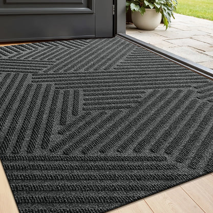 Grooved Geometric Doormat Non-Slip Scraper Entrance Mat 2 Sizes