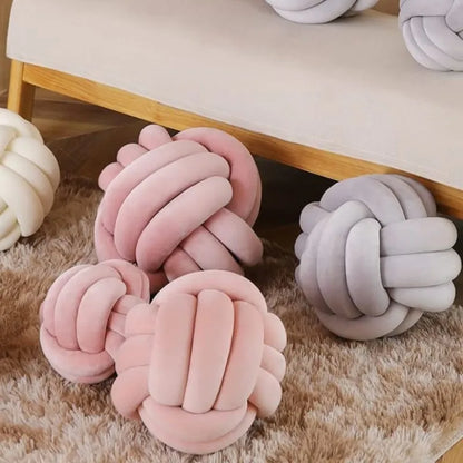 Velvet Knot Ball Cushion Decorative Round Throw Pillow 22cm or 28cm