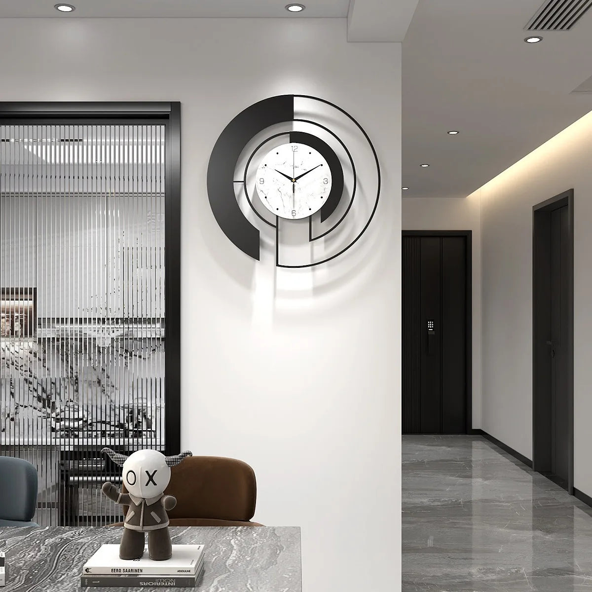 Gold Wall Clock Decorative Art for Living Room Entrance Metal Frame Silent Non-Ticking Home Decor