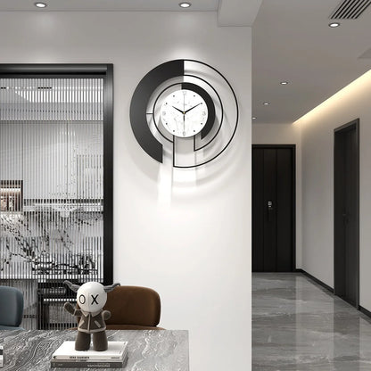 Gold Wall Clock Decorative Art for Living Room Entrance Metal Frame Silent Non-Ticking Home Decor
