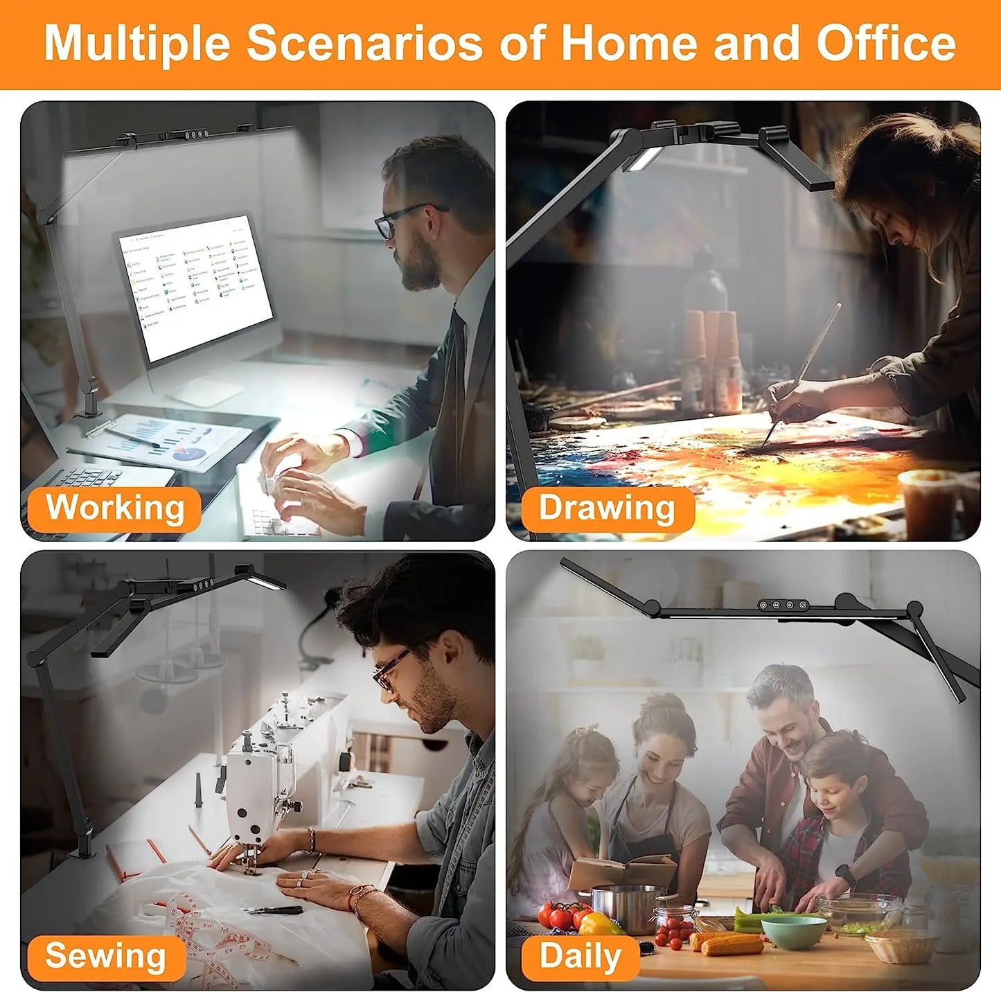 24W Wide Bar LED Desk Lamp – 5 Colour Temperatures Eye Protection