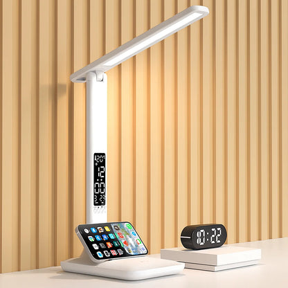 LED Desk Lamp with Clock and Calendar Home Office Indoor Lighting Touch Dimmer