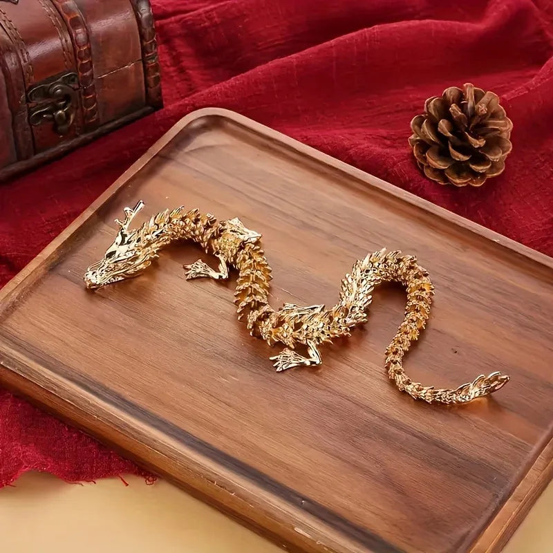 Golden Dragon Statue with Movable Limbs