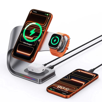 4-In-1 Metal Charging Stand Premium Shell 15W Fast Magnetic Wide iPhone Support Wireless