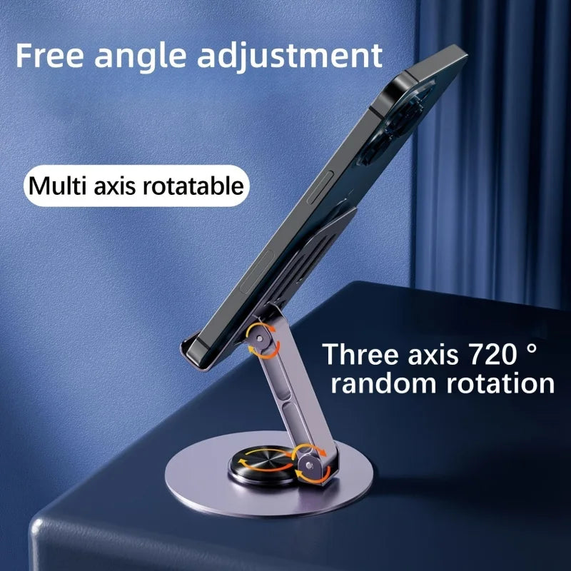 360° Rotating Phone Stand – Foldable Aluminium Desk Holder