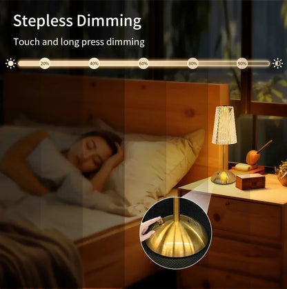 Crystal LED Table Lamp Touch Sensor Rechargeable Night Light Bedroom Bedside Bar Hotel Decor