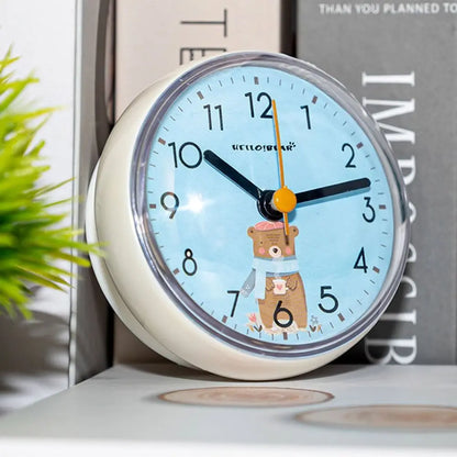 Mini Waterproof Bathroom Wall Clock Blue and Anti-Fog Suction-Cup Mounting