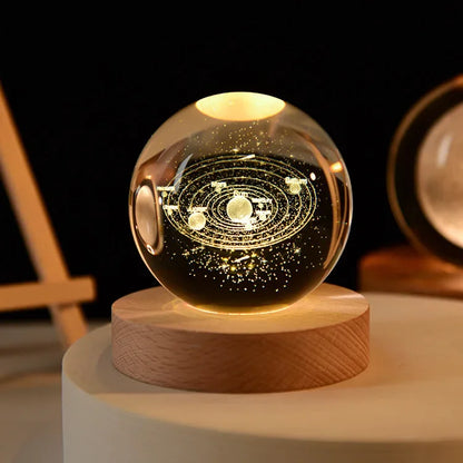 3D Galaxy Crystal Ball Night Light Bedroom Lighting Gift Ideas Moon Lamp Warm 3000K Glow