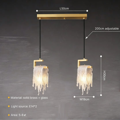 Brass Crystal Icicle Pendant Light Ceiling Chandelier