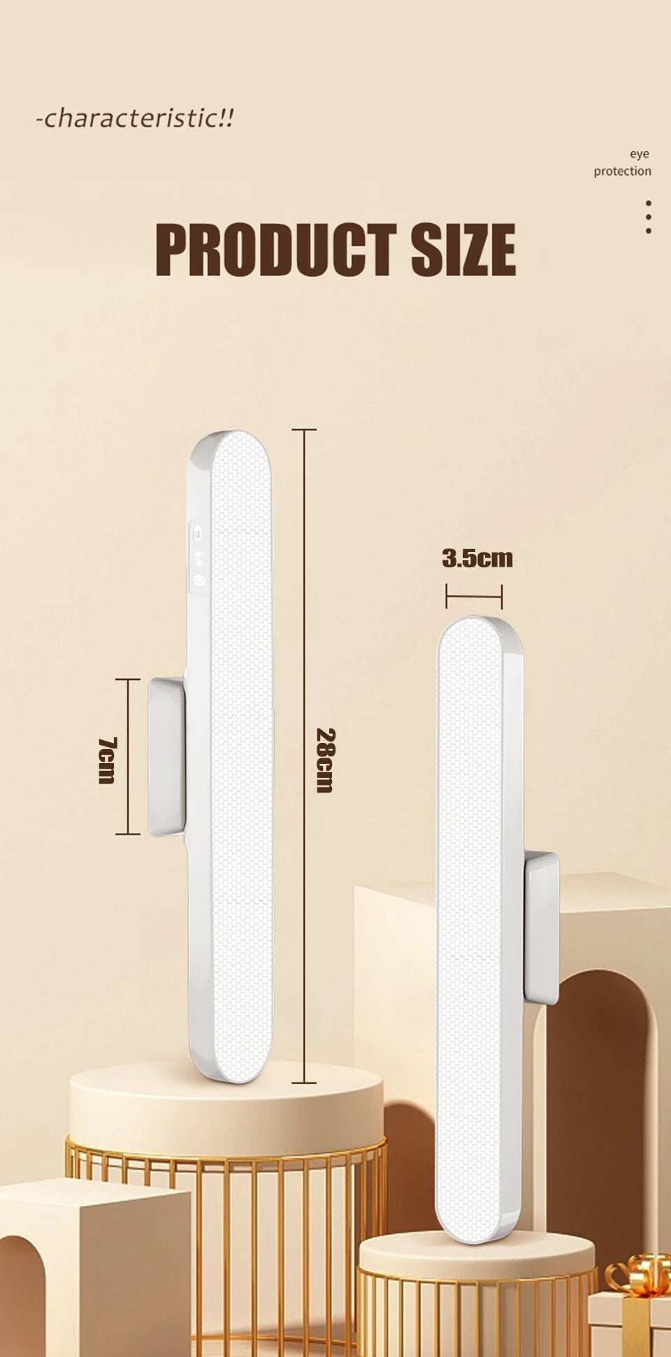 LED Magnetic Under Cabinet Light – USB Rechargeable Dimmable Strip