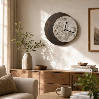 Black Moon Wooden Wall Clock 40cm Silent Non-Ticking Vintage Decor