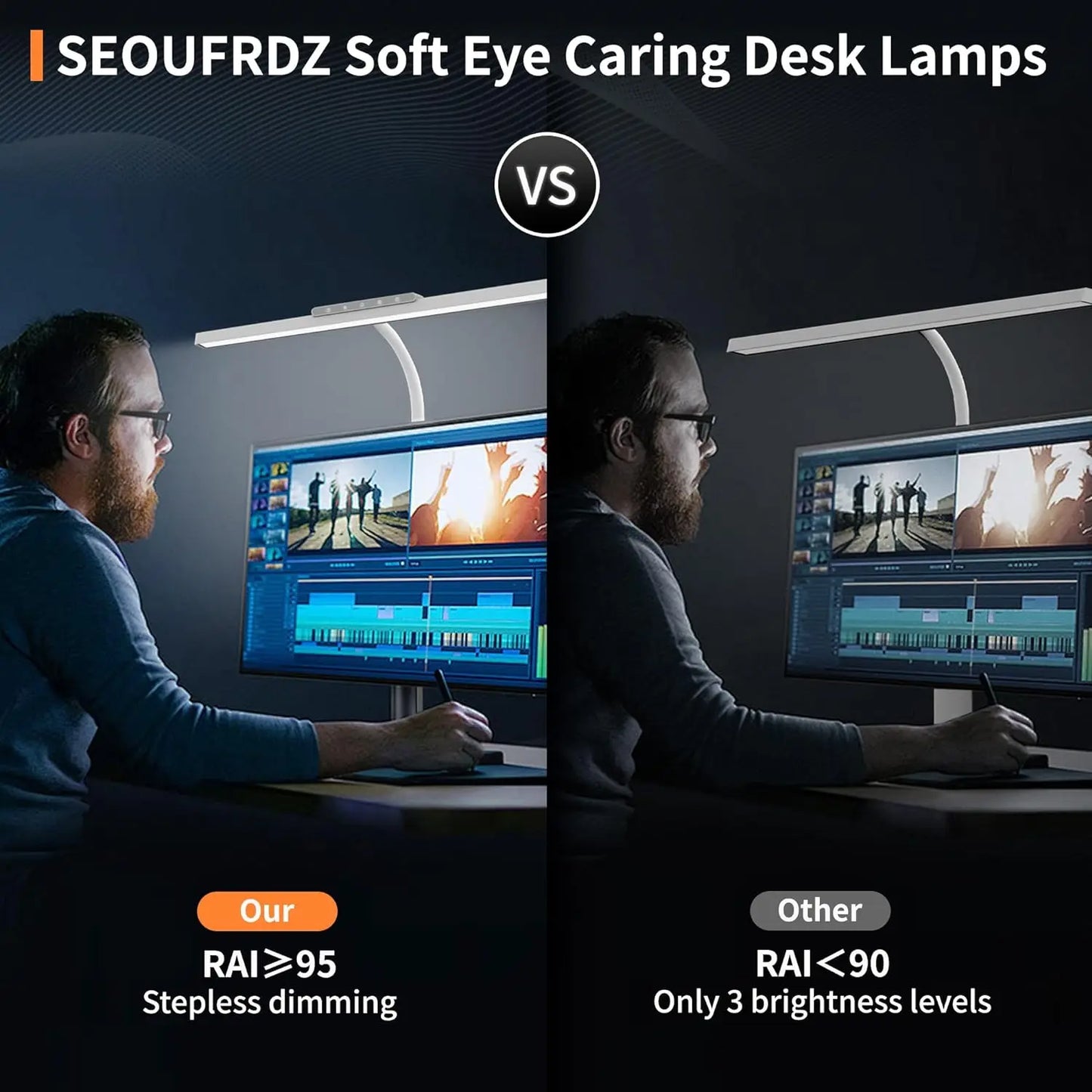 LED Clamp Desk Lamp – 3 Colours Stepless Dimming Memory Function