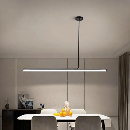 Linear LED Pendant Light Long Strip Dining Table Bar Chandelier Dimmable Remote Nordic Hanging Lamp