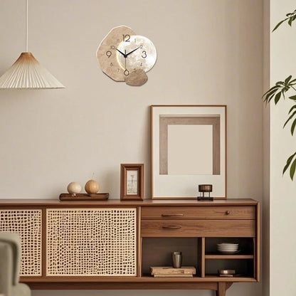 Modern Simple Silent Wall Clock Moon Design Quartz Movement Wooden Material for Bedroom Living