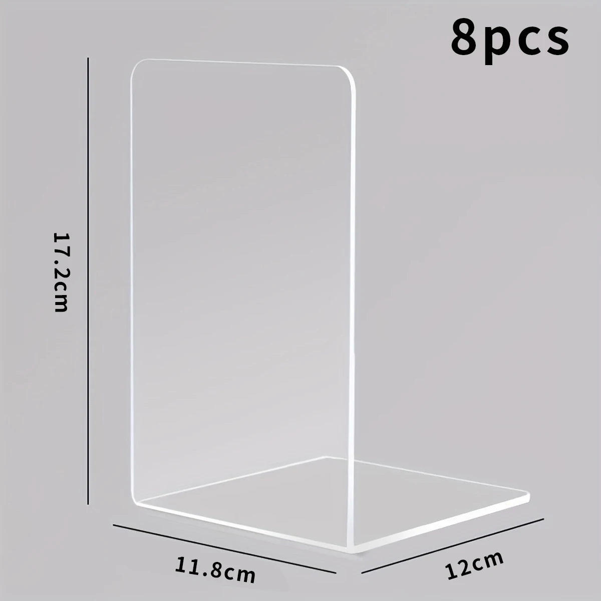 Transparent Acrylic Bookends L-Shaped Desktop Book Organizer Clear Black White 2 4 8 Pack Office