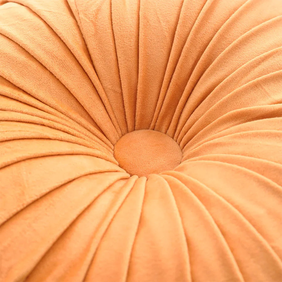 Pleated Velvet Pumpkin Cushion Round Floor & Chair Pillow 35cm
