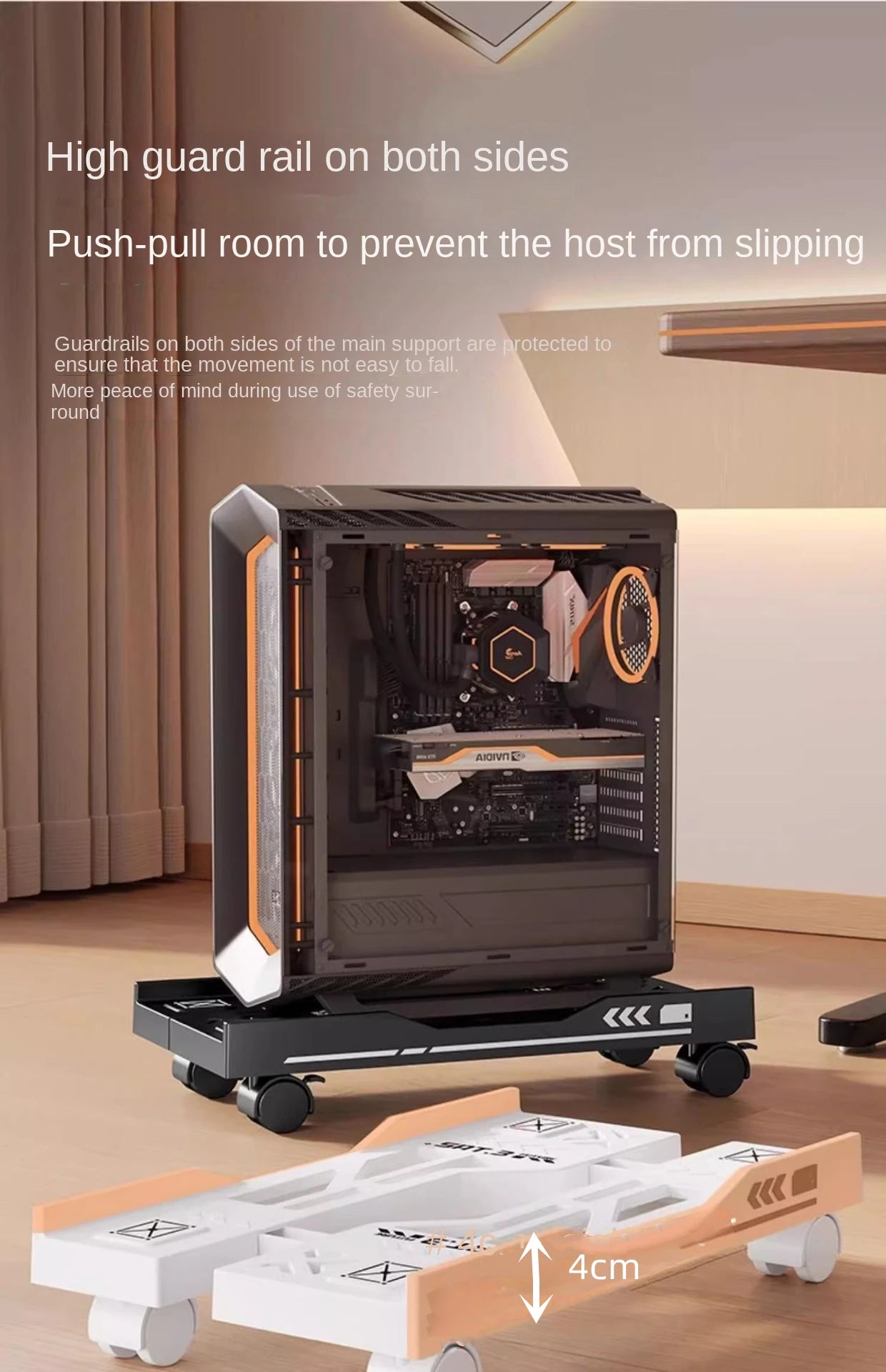 Adjustable CPU Stand with Wheels – Rolling PC Tower Holder
