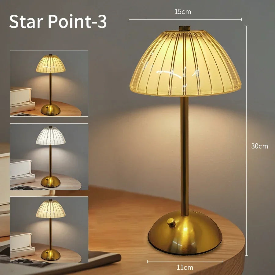 Crystal LED Table Lamp Touch Sensor Rechargeable Night Light Bedroom Bedside Bar Hotel Decor