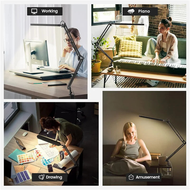 LED Clamp Desk Lamp – 5 Light Modes Auto Shut-Off Eye Protection
