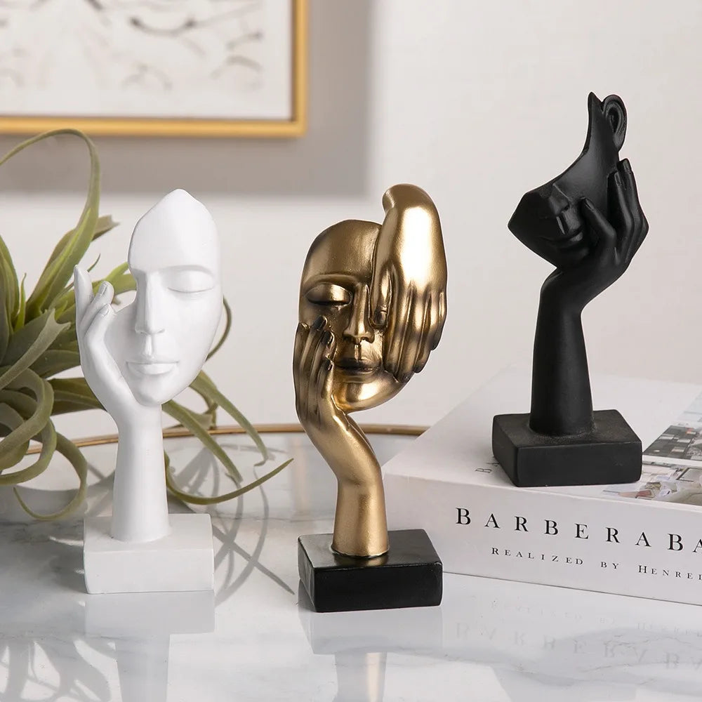 Nordic Resin Abstract Statue Desktop Ornament Sculpture Figurine Face Art Home Office Decor Gift