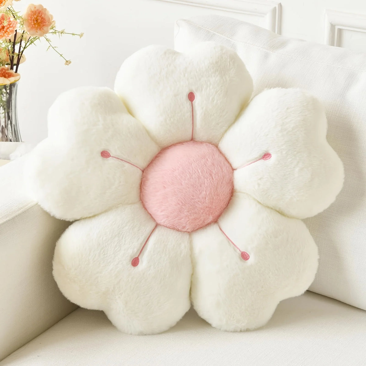Flower Shaped Plush Throw Pillow Cute Floor & Chair Cushion 35cm