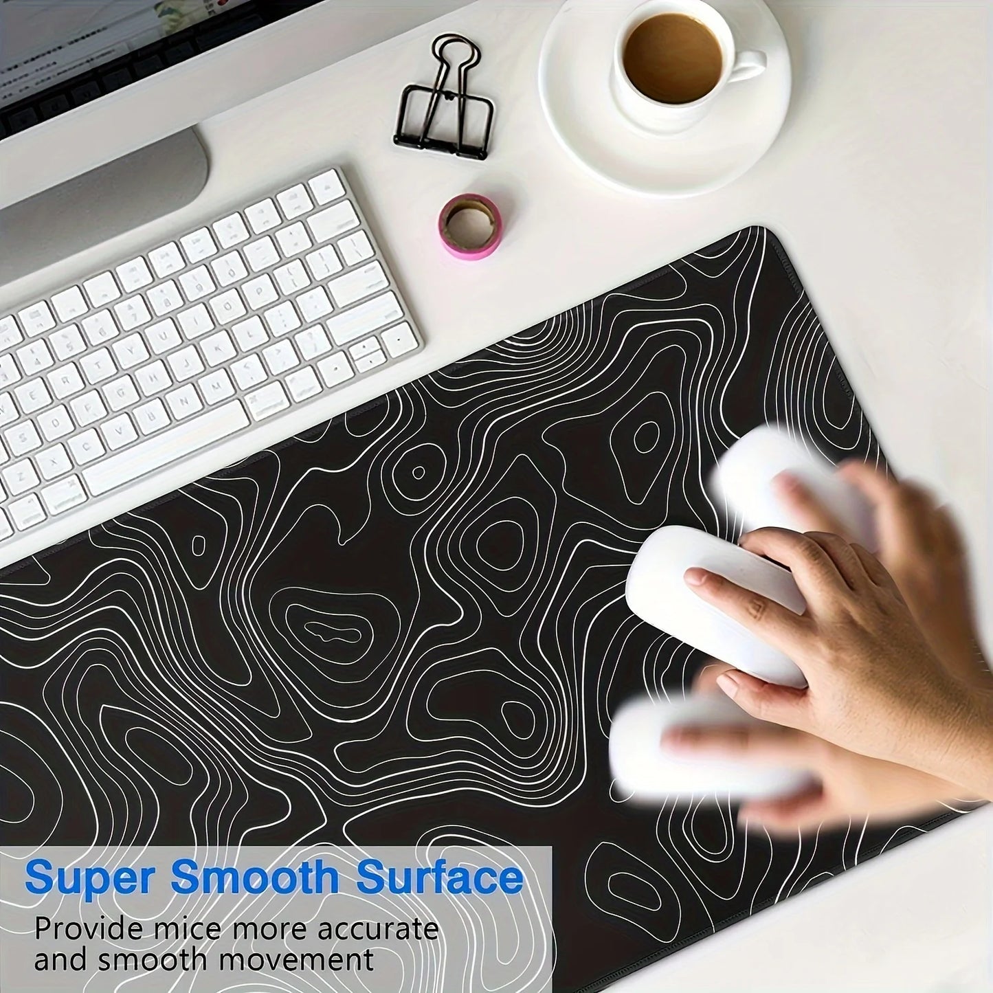 Large Extended Mouse Pad – Non-Slip Rubber Stitched Edge Desk Mat