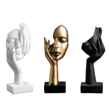 Nordic Resin Abstract Statue Desktop Ornament Sculpture Figurine Face Art Home Office Decor Gift