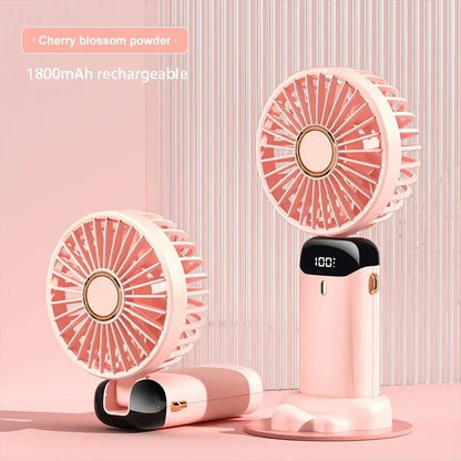 Portable Handheld Mini Fan Foldable Neck Hanging Fans Speed USB Rechargeable with Phone Stand and