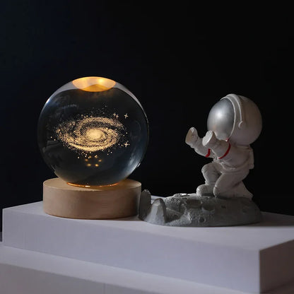 3D Galaxy Crystal Ball Night Light Bedroom Lighting Gift Ideas Moon Lamp Warm 3000K Glow