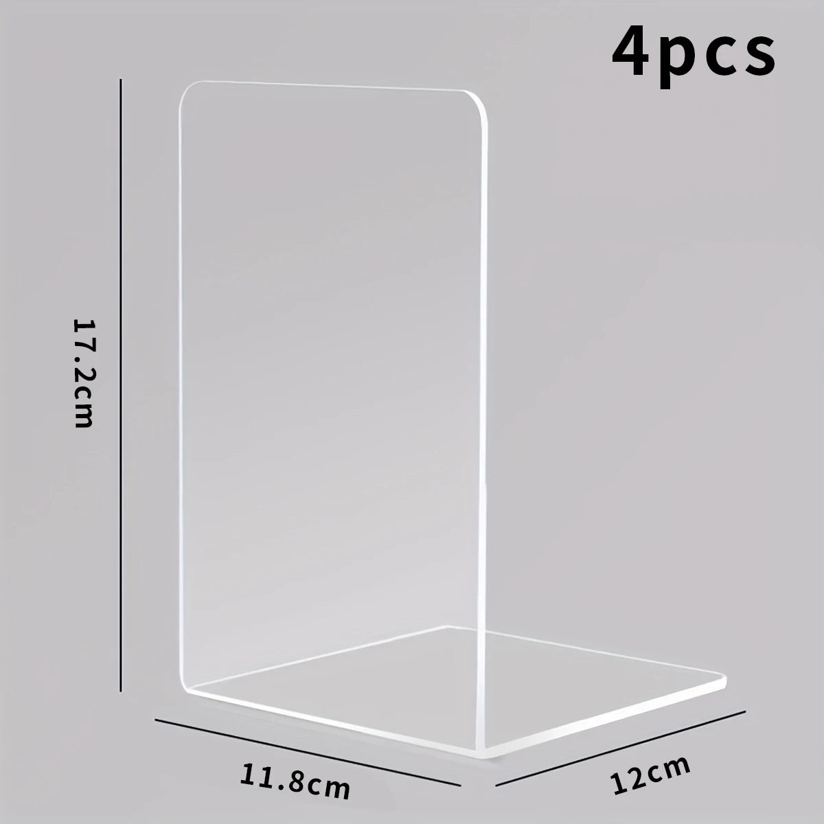 Transparent Acrylic Bookends L-Shaped Desktop Book Organizer Clear Black White 2 4 8 Pack Office