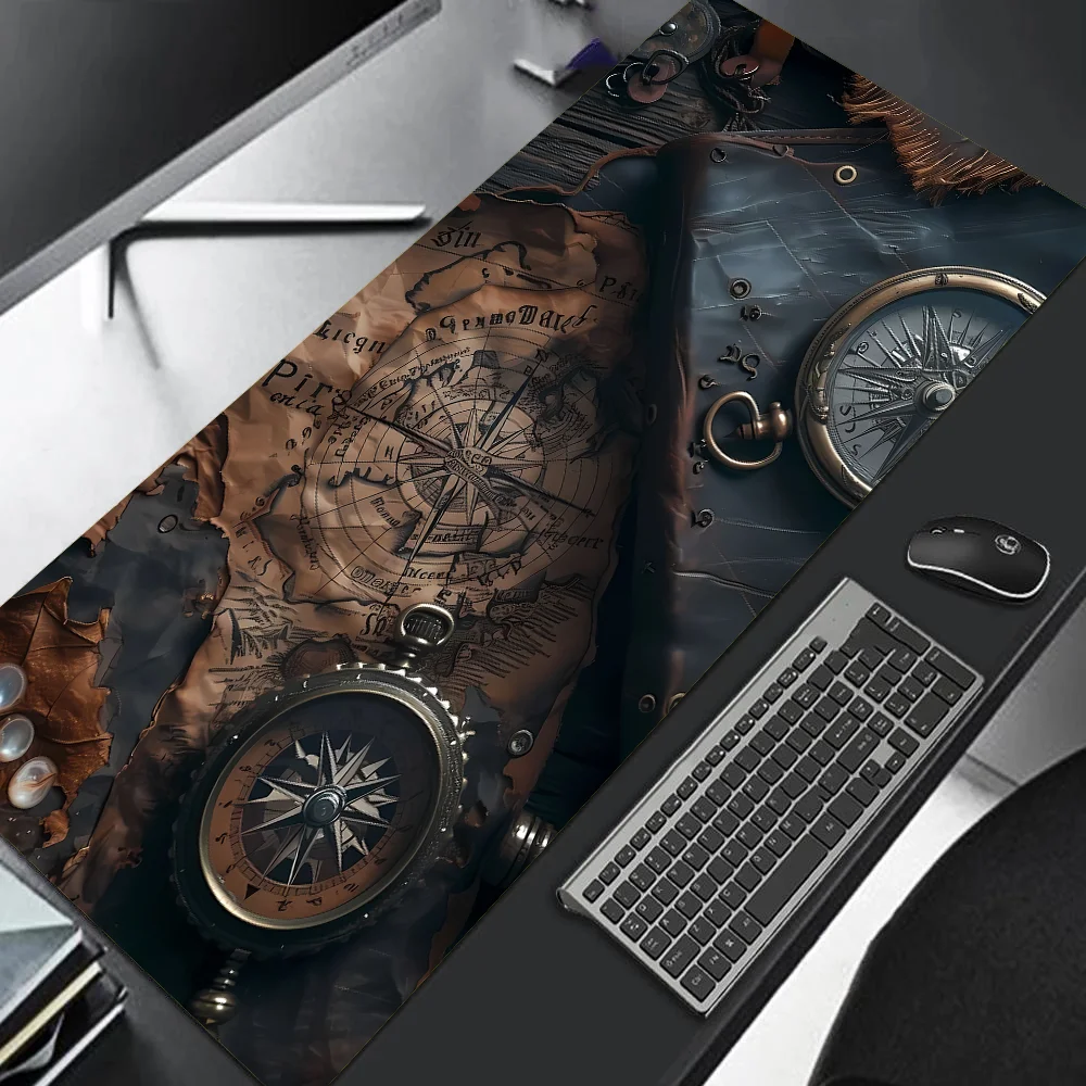 XXL Vintage Steampunk Compass Gaming Mouse Pad Large Desk Mat Non-Slip Stitched Extended Office
