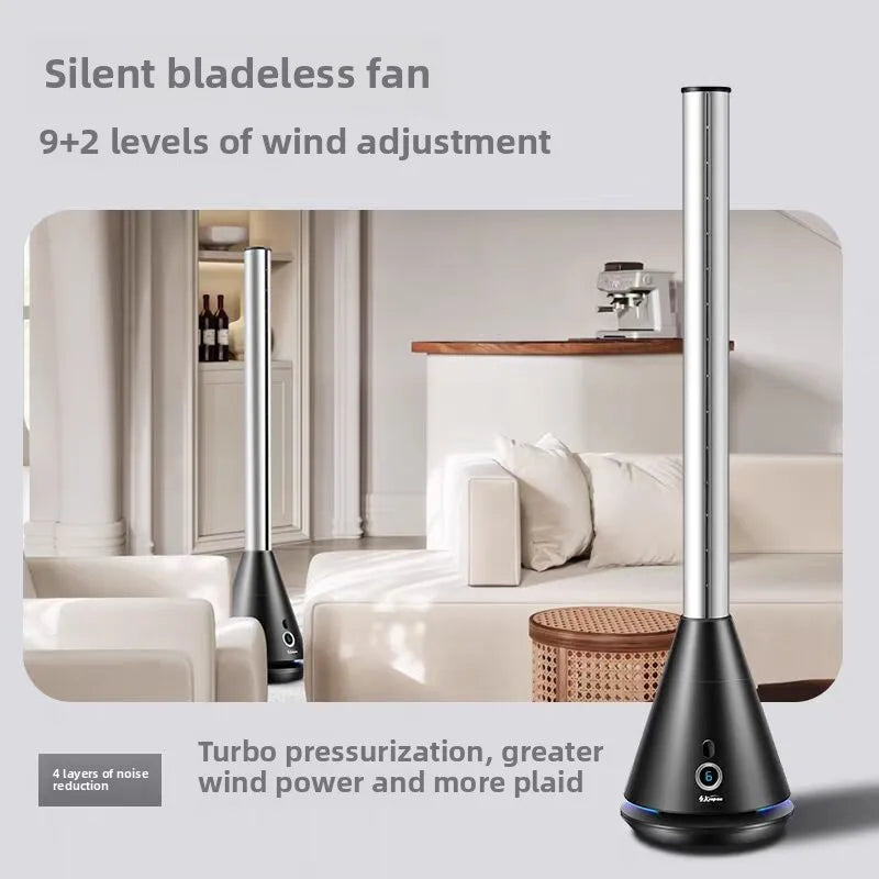 Bladeless Tower Fan 97cm Quiet Pedestal Fan with Remote & Timer Black or White