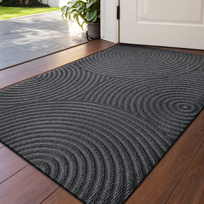 Grooved Geometric Doormat Non-Slip Scraper Entrance Mat 2 Sizes