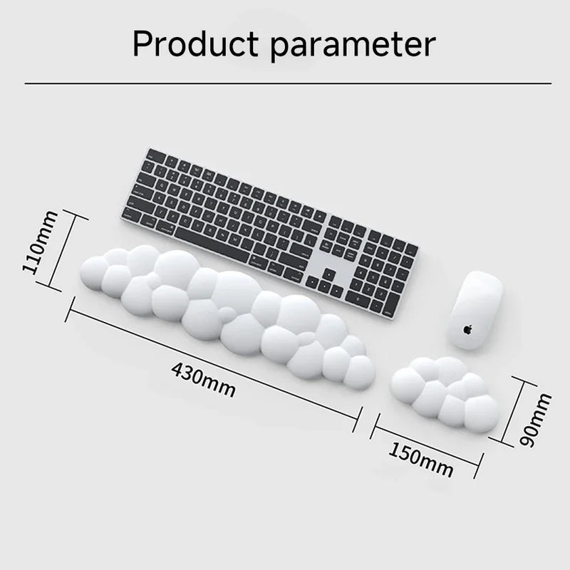 Cloud Wrist Rest Mouse Pad – Anti-Slip Ergonomic Keyboard Support