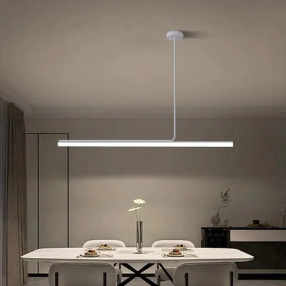 Linear LED Pendant Light Long Strip Dining Table Bar Chandelier Dimmable Remote Nordic Hanging Lamp
